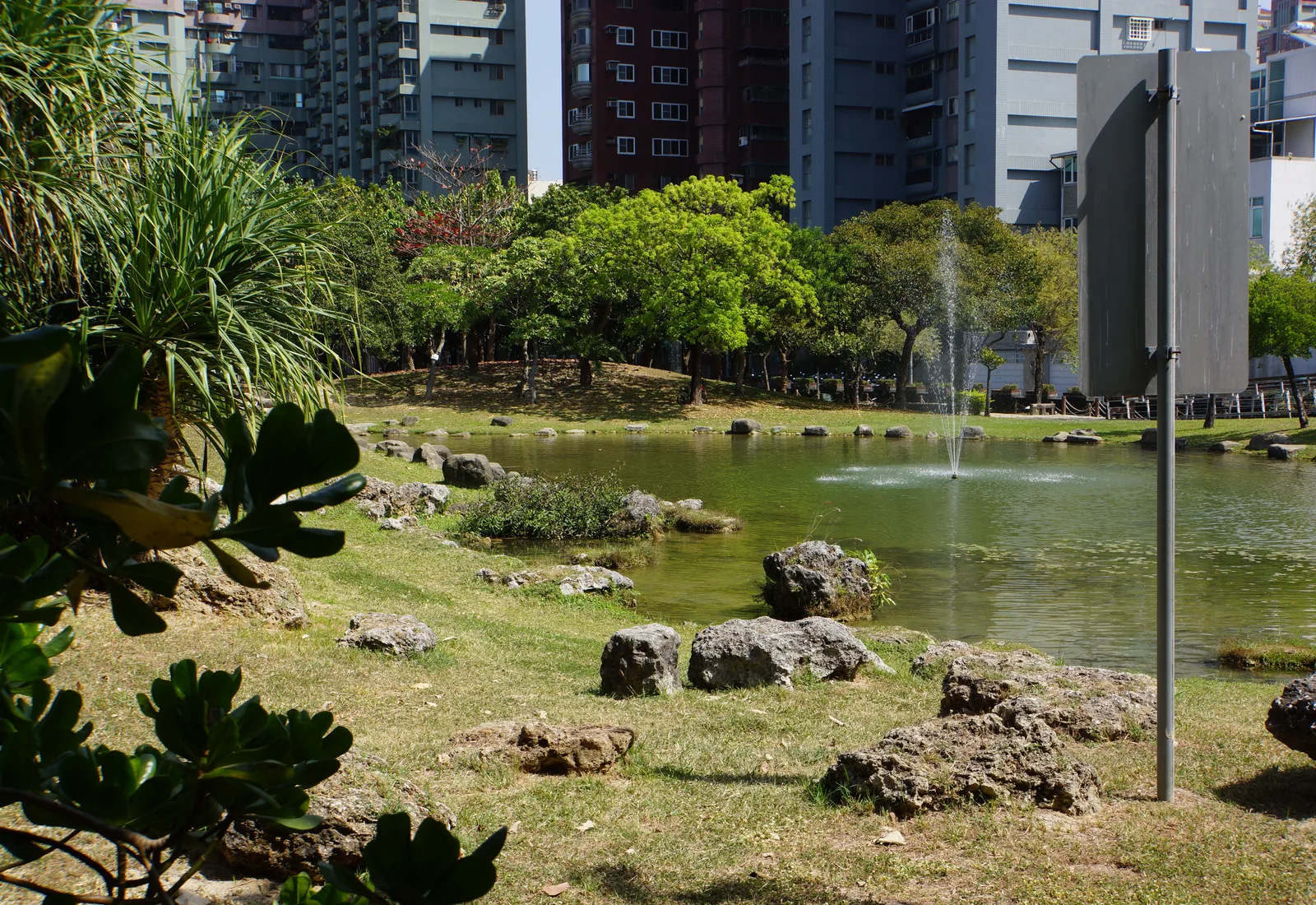 高雄原生植物園生態池與周邊城市住宅